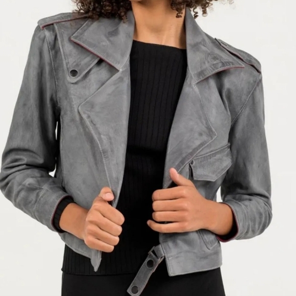 ALEEZA PARIS Brett Lamb Skin Leather Jacket. Sz S. NWT - Picture 2 of 15